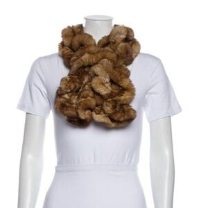 Brown and neutral rabbit fur scarf